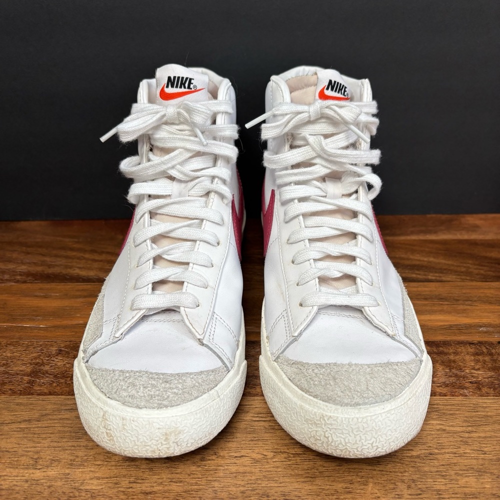 Nike Blazer Mid 77 Brick Red and White Athletic Hightop Sneakers Shoes - Picture 8 of 15